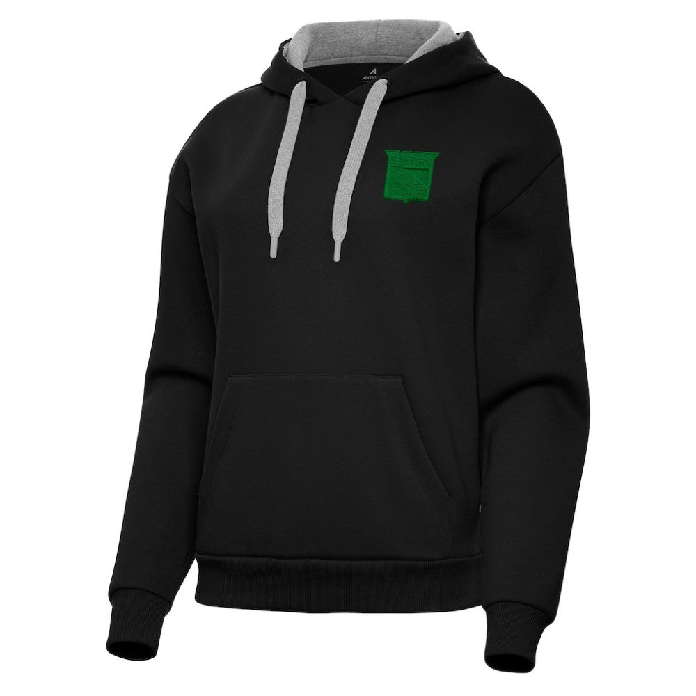 New York Rangers Antigua Women's St. Patrick's Day Victory Pullover Hoodie - Black Hoodies