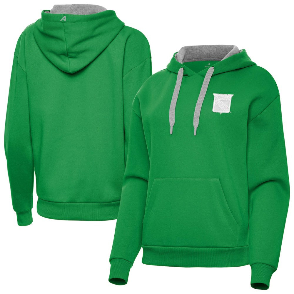 New York Rangers Antigua Women's St. Patrick's Day Victory Pullover Hoodie - Kelly Green Hoodies
