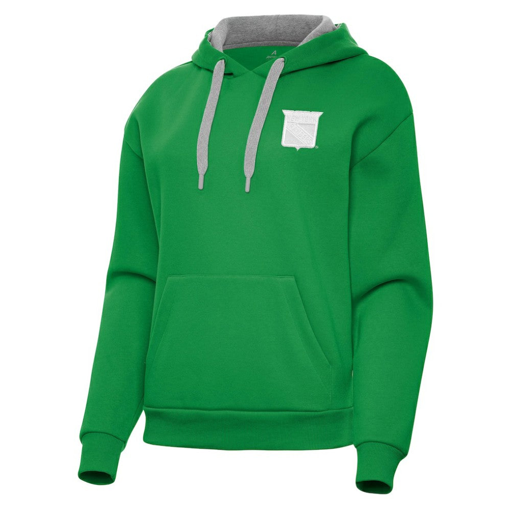New York Rangers Antigua Women's St. Patrick's Day Victory Pullover Hoodie - Kelly Green Hoodies