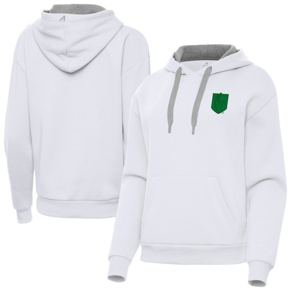 Vegas Golden Knights Antigua Women's St. Patrick's Day Victory Pullover Hoodie - White Hoodies