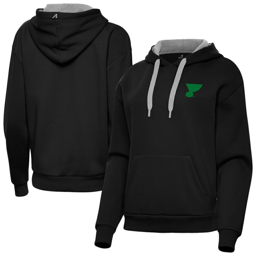 St. Louis Blues Antigua Women's St. Patrick's Day Victory Pullover Hoodie - Black Hoodies