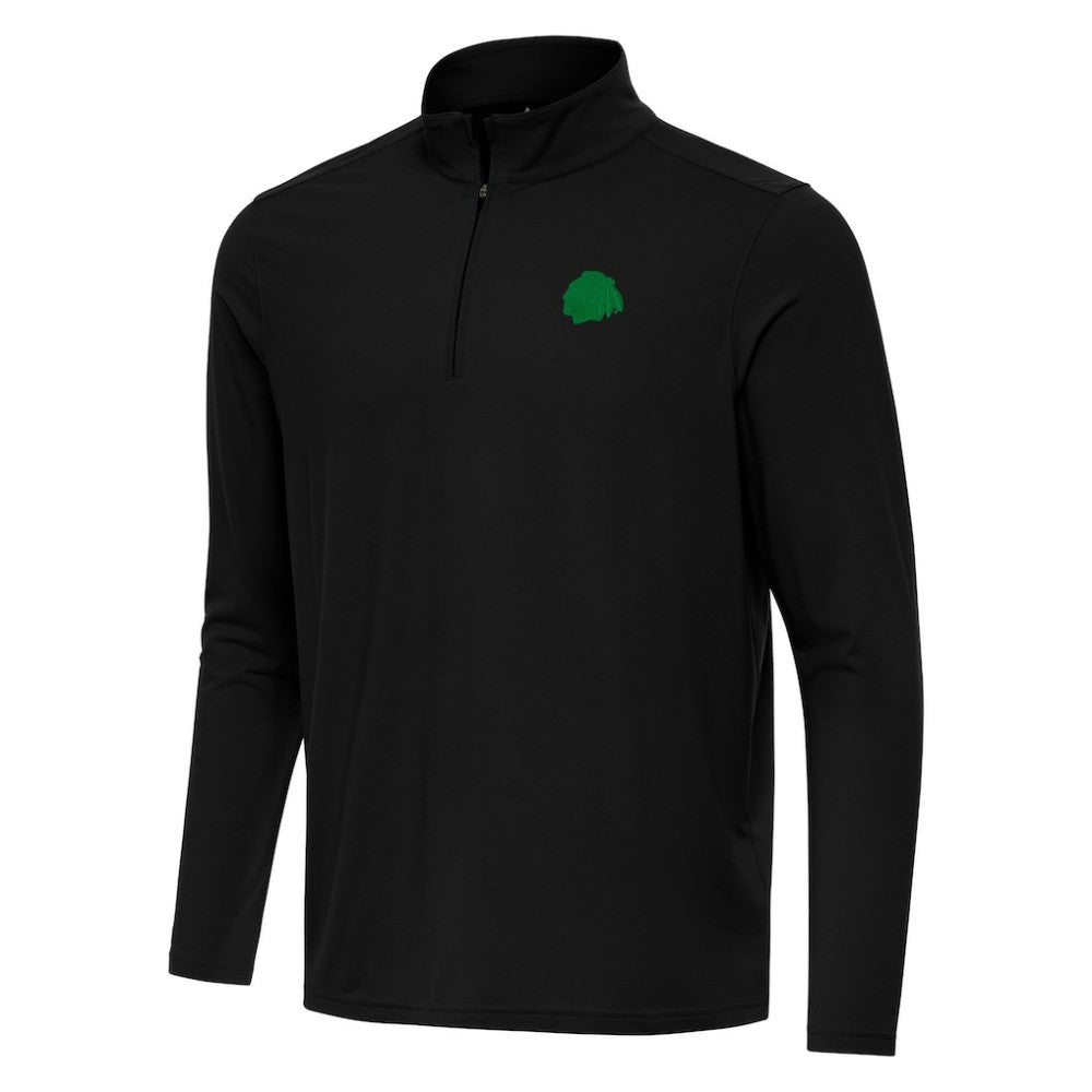 Chicago Blackhawks Antigua St. Patrick Intent Quarter-Zip Pullover Top - Black Pullover