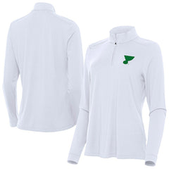 St. Louis Blues Antigua Women's St. Patrick's Day Intent Quarter-Zip Performance Pullover - White Pullover