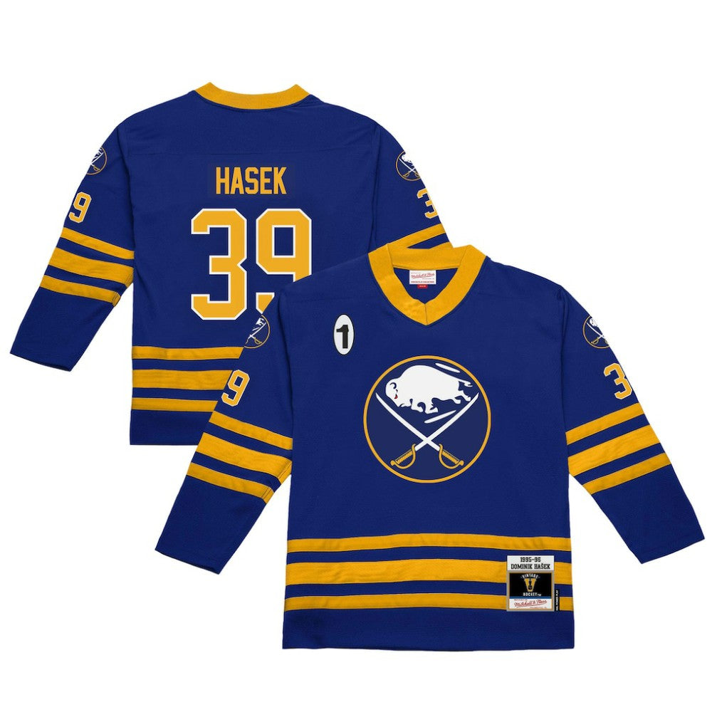 Dominik Hasek Buffalo Sabres Mitchell & Ness 1995-96 Power Play Jersey - Royal Jerseys