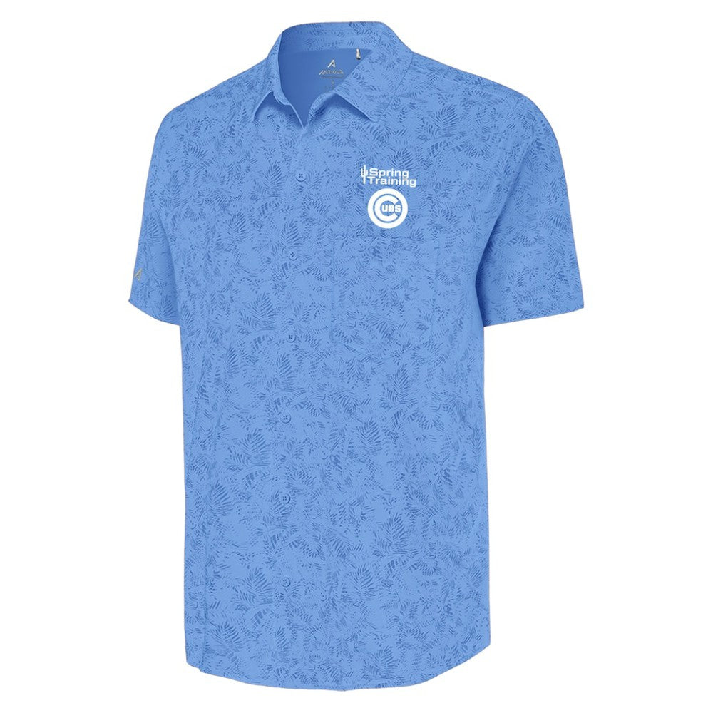 Chicago Cubs Antigua Cactus Spring Training Lush Button-Up Shirt Powder Blue