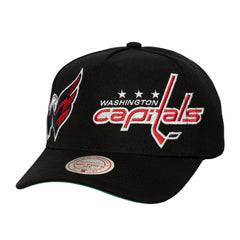 Washington Capitals Mitchell & Ness Busted Logo Wordmark Wrap-Around Pro Pinch Adjustable Hat - Black Hats