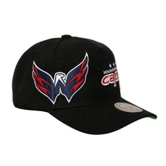Washington Capitals Mitchell & Ness Busted Logo Wordmark Wrap-Around Pro Pinch Adjustable Hat - Black Hats