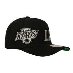 Los Angeles Kings Mitchell & Ness Busted Logo Wordmark Wrap-Around Pro Pinch Adjustable Hat - Black Hats