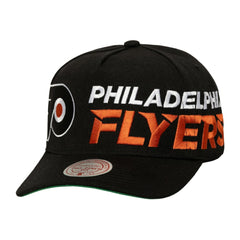 Philadelphia Flyers Mitchell & Ness Busted Logo Wordmark Wrap-Around Pro Pinch Adjustable Hat - Black Hats