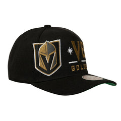 Vegas Golden Knights Mitchell & Ness Busted Logo Wordmark Wrap-Around Pro Pinch Adjustable Hat - Black Hats