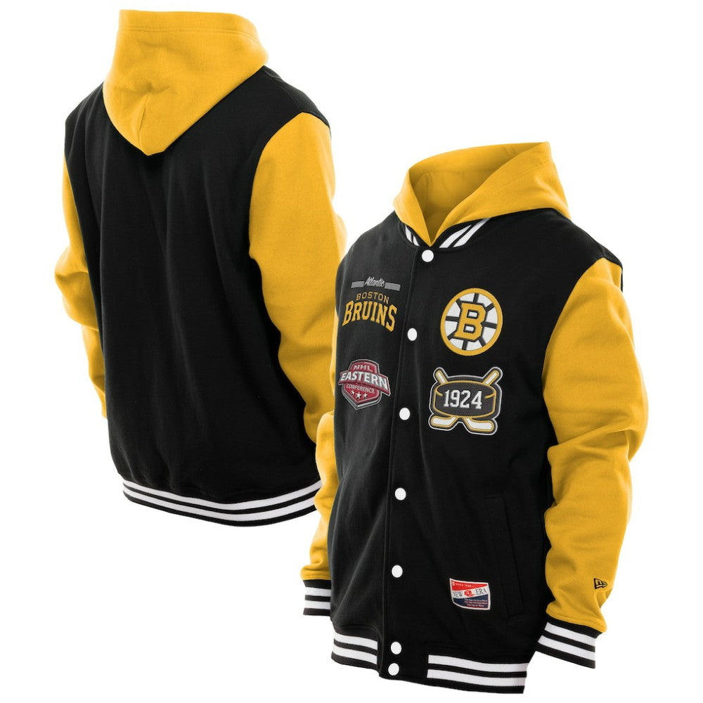 Boston Bruins New Era Full-Snap Fleece Hoodie Jacket - Black/Gold Hoodies