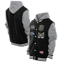 Vegas Golden Knights New Era Full-Snap Fleece Hoodie Jacket - Black/Grey Hoodies