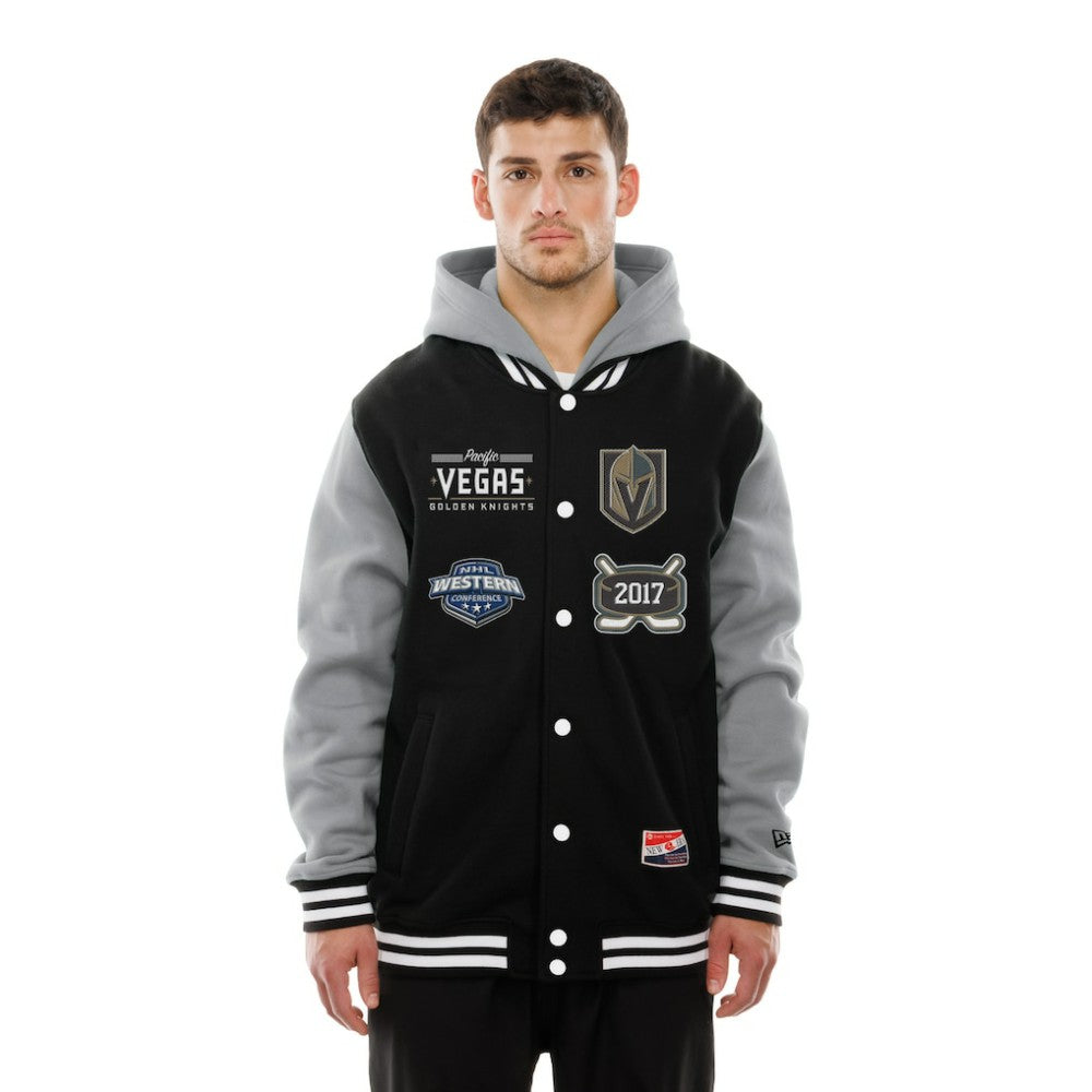 Vegas Golden Knights New Era Full-Snap Fleece Hoodie Jacket - Black/Grey Hoodies