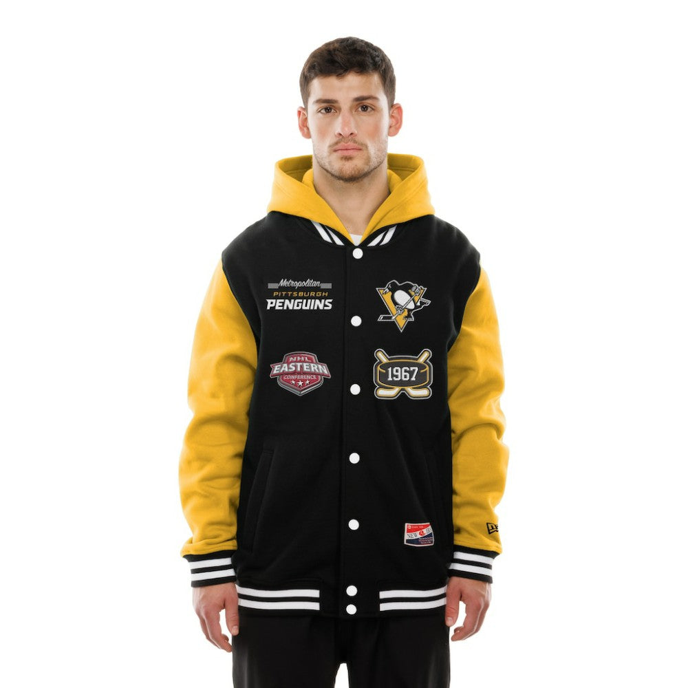 Pittsburgh Penguins New Era Full-Snap Fleece Hoodie Jacket - Black/Gold Hoodies