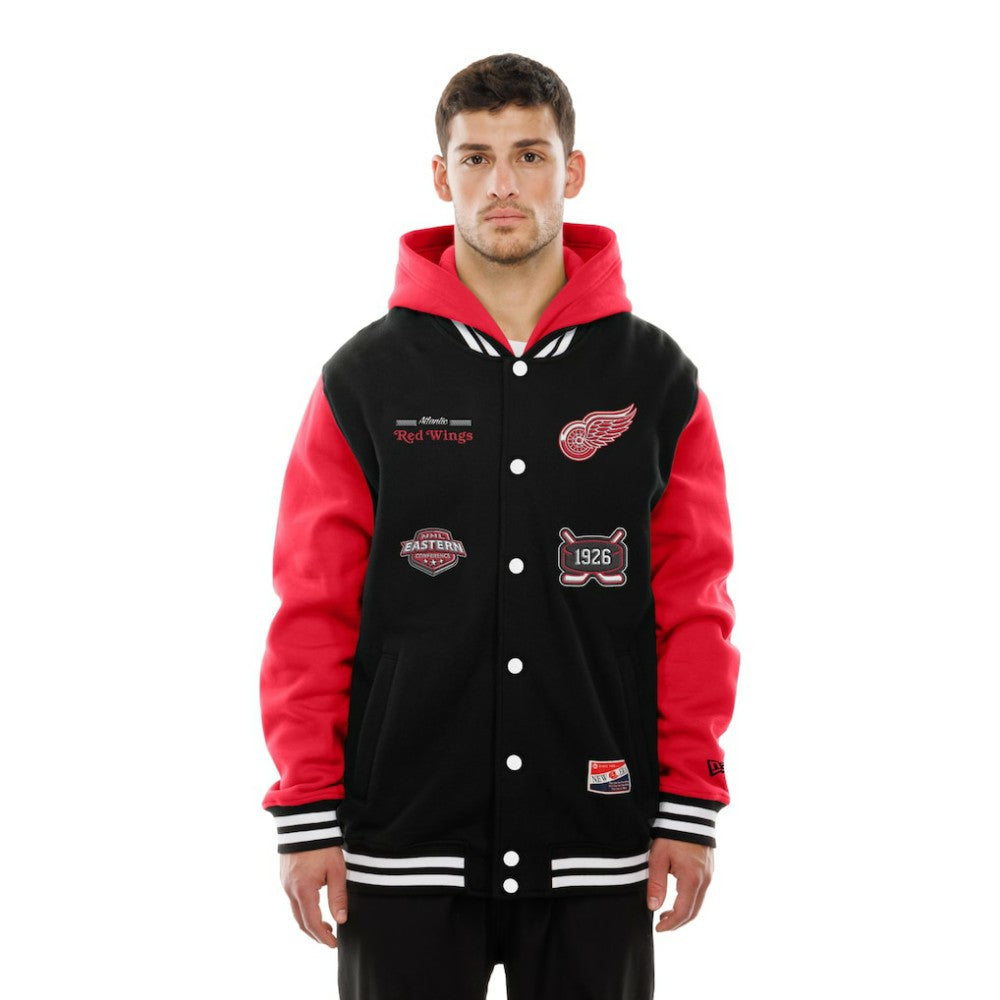 Detroit Red Wings New Era Full-Snap Fleece Hoodie Jacket - Black/Red Hoodies