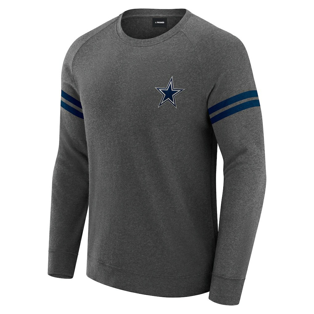 Dallas Cowboys J. Palmer Players Lounge Raglan Tri-Blend Sweatshirt - Dark Heather Gray discount