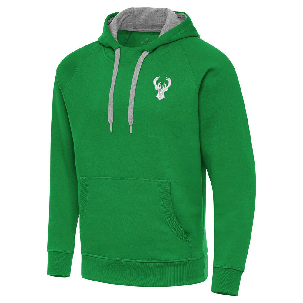Milwaukee Bucks Antigua St. Patrick's Day Victory Raglan Pullover Hoodie - Kelly Green for sale