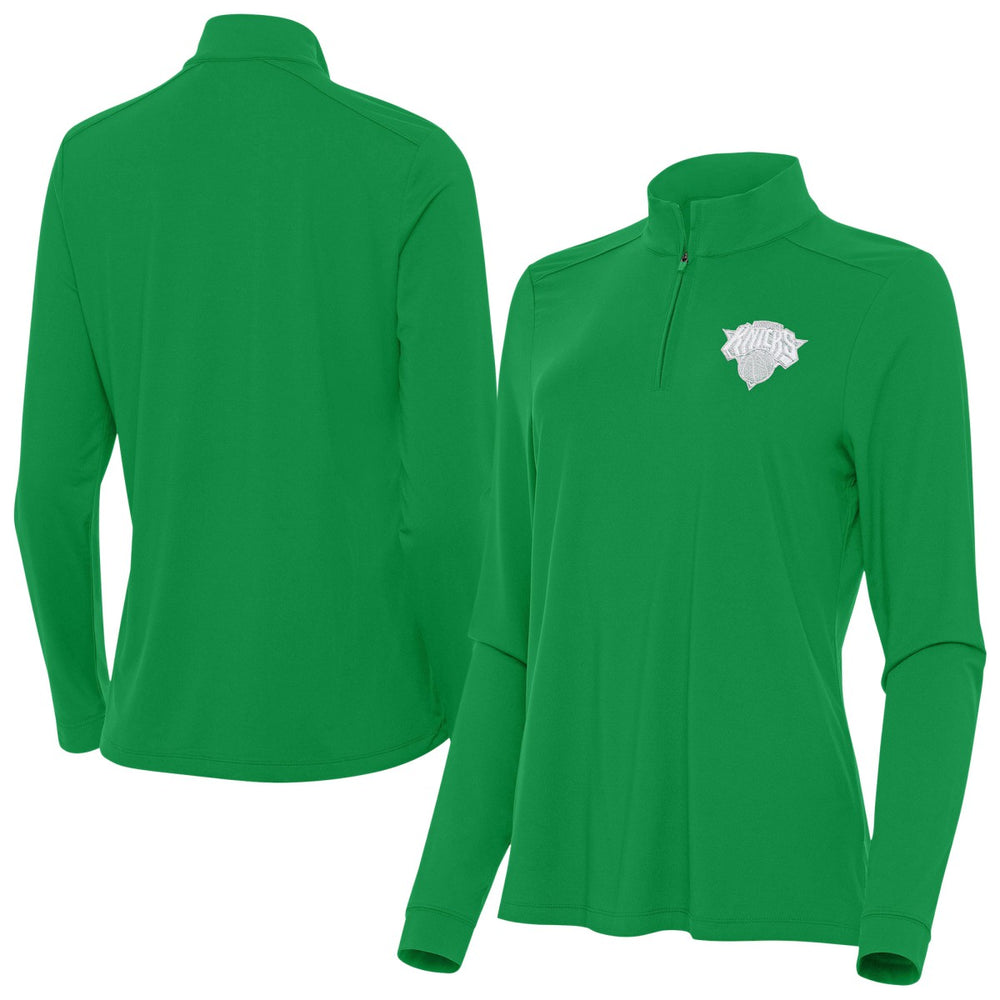 New York Knicks Antigua Women's St. Patrick's Day Intent Quarter-Zip Top - Kelly Green discount