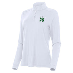 Philadelphia 76ers Antigua Women's St. Patrick's Day Intent Quarter-Zip Top - White for sale