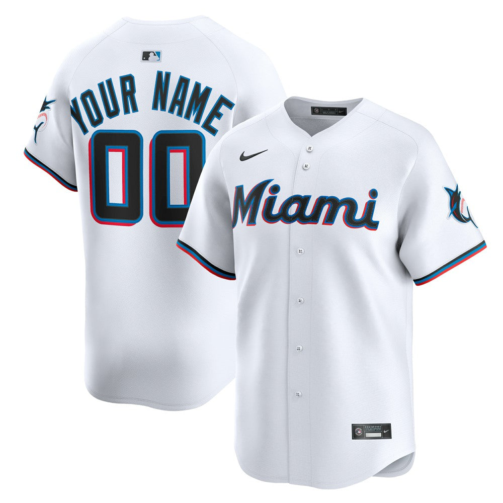 Miami Marlins Home Limited Custom Jersey White