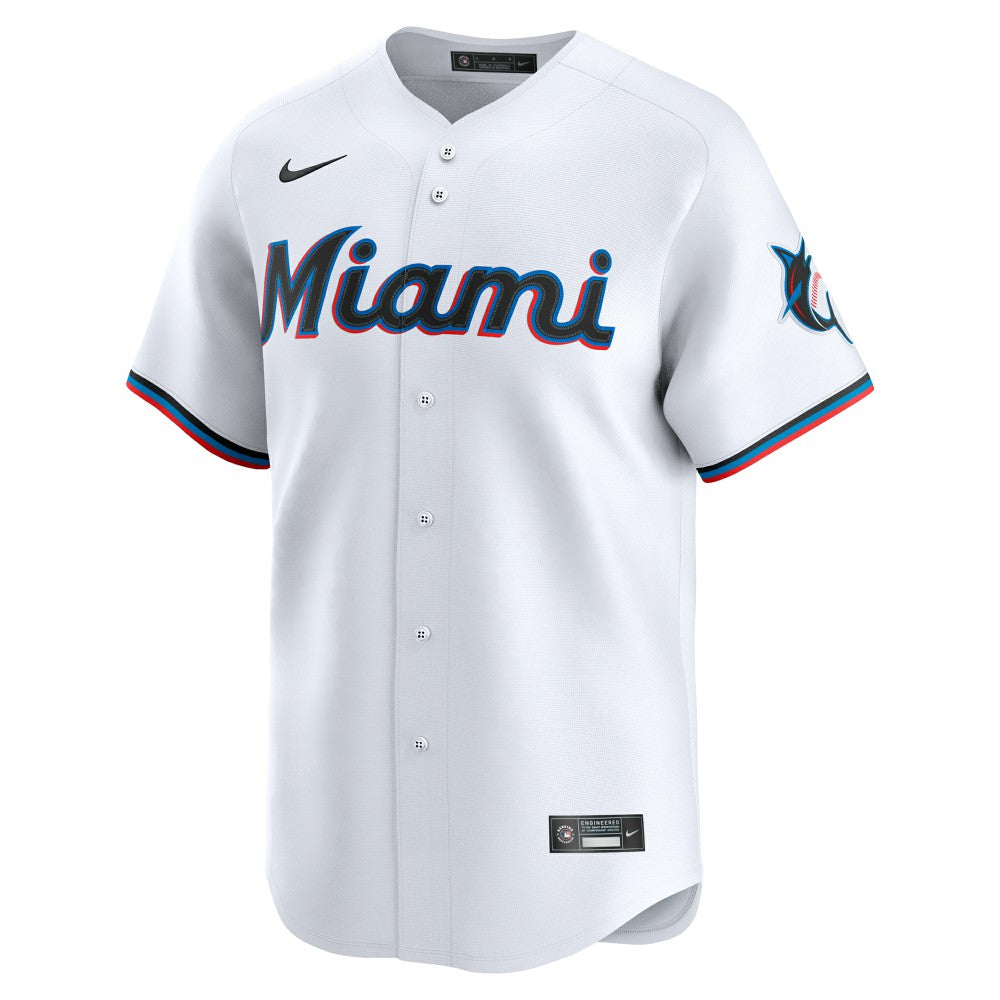 Miami Marlins Home Limited Custom Jersey White