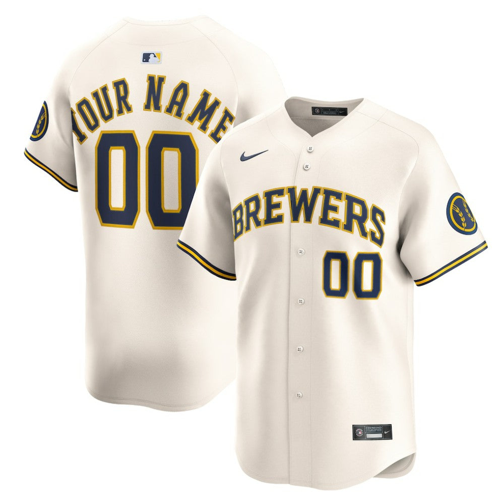 Milwaukee Brewers Home Limited Custom Jersey Cream
