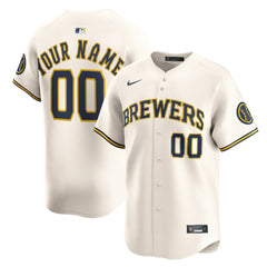 Milwaukee Brewers Home Limited Custom Jersey Cream