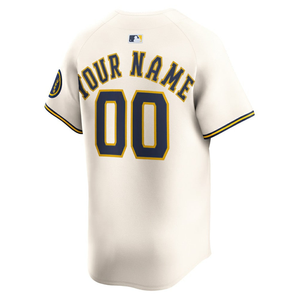 Milwaukee Brewers Home Limited Custom Jersey Cream