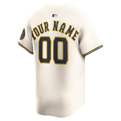 Milwaukee Brewers Home Limited Custom Jersey Cream