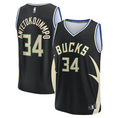 Giannis Antetokounmpo Milwaukee Bucks Fast Break Replica Player Jersey - Statement Edition - Black online
