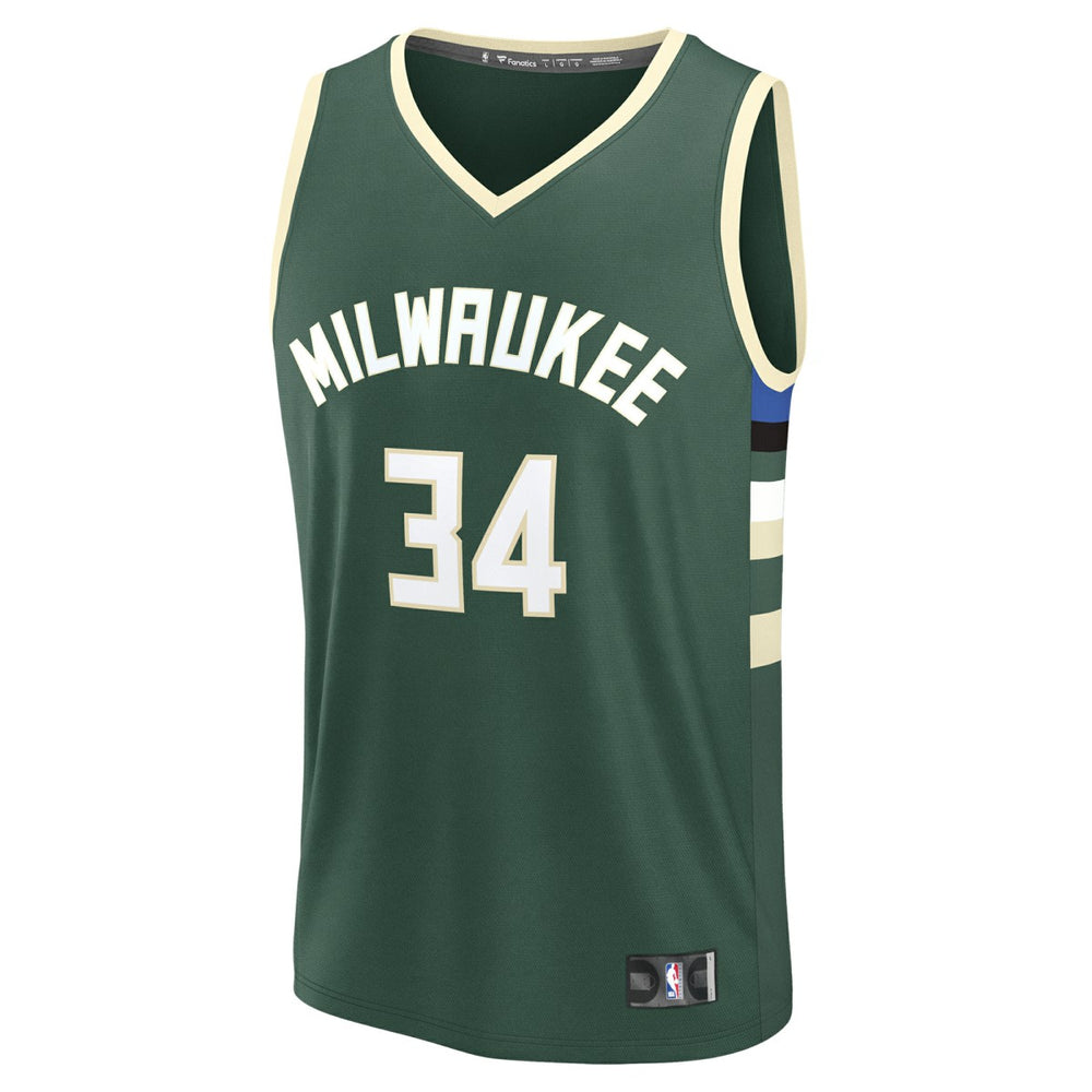 Giannis Antetokounmpo Milwaukee Bucks Youth Fast Break Replica Player Jersey - Icon Edition - Hunter Green sale