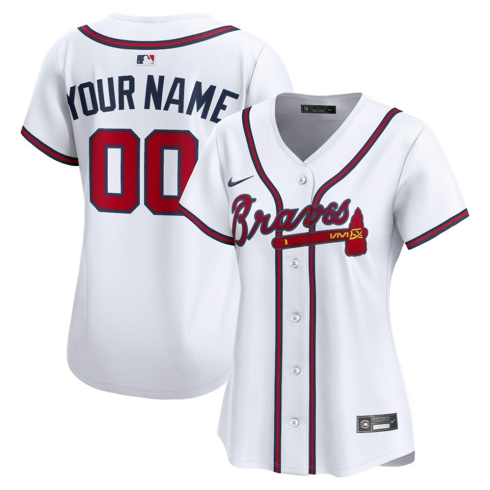 Atlanta Braves Women's Home Limited Custom Jersey White