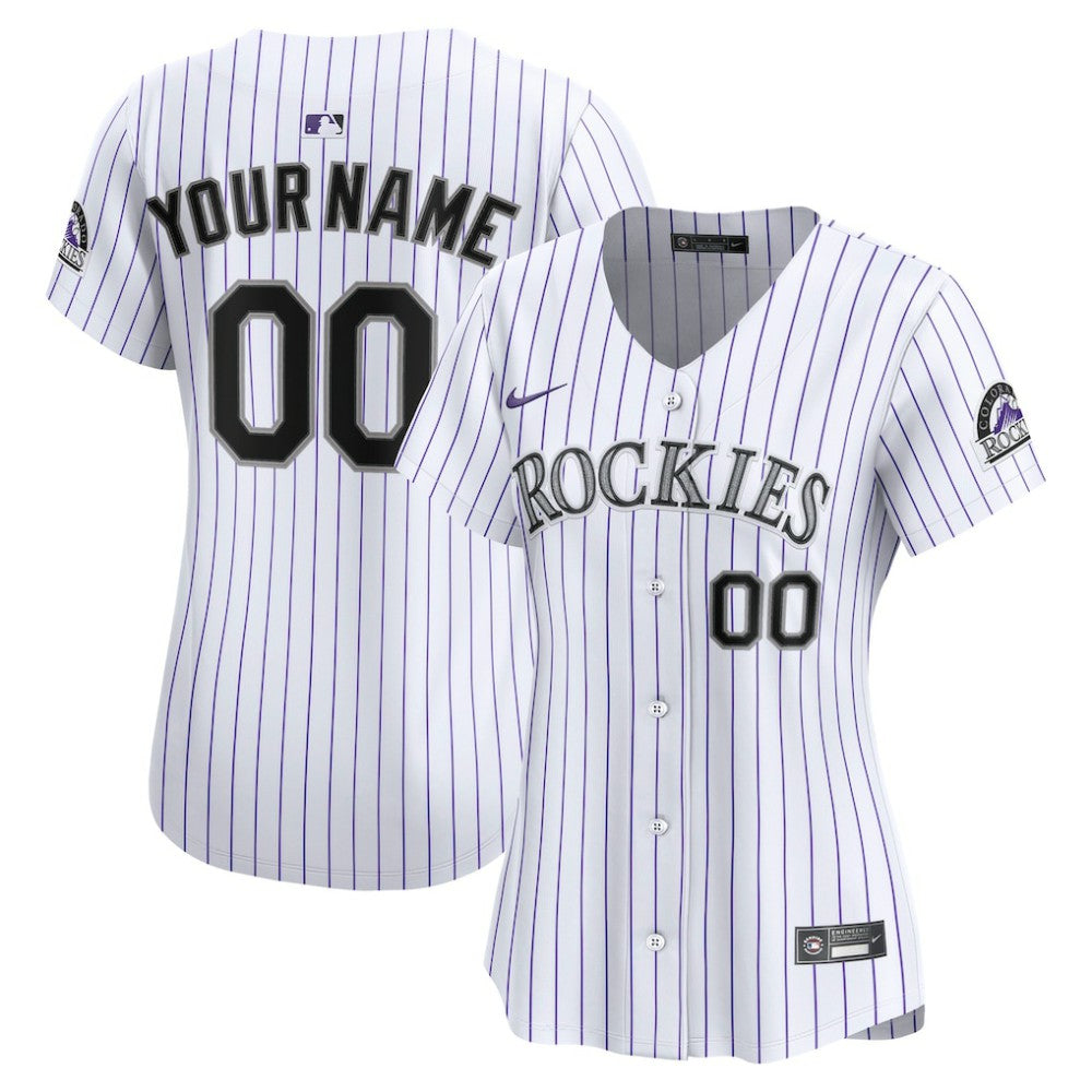 Colorado Rockies Women's Home Limited Custom Jersey White