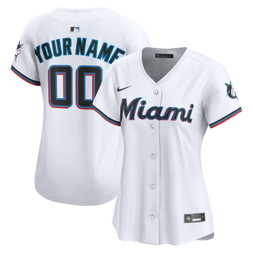 Miami Marlins Women's Home Limited Custom Jersey White