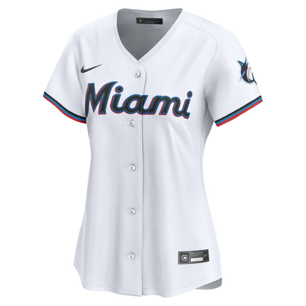 Miami Marlins Women's Home Limited Custom Jersey White