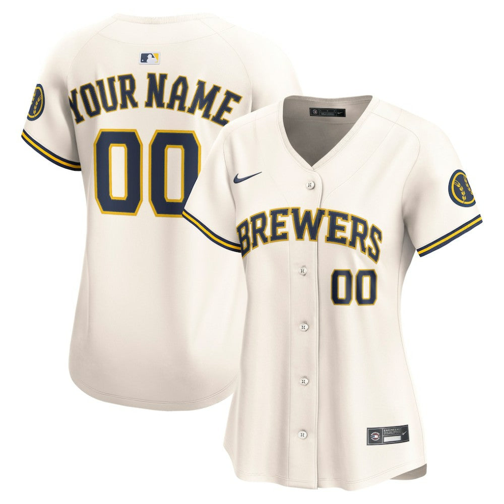 Milwaukee Brewers Women's Home Limited Custom Jersey Cream