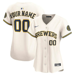 Milwaukee Brewers Women's Home Limited Custom Jersey Cream