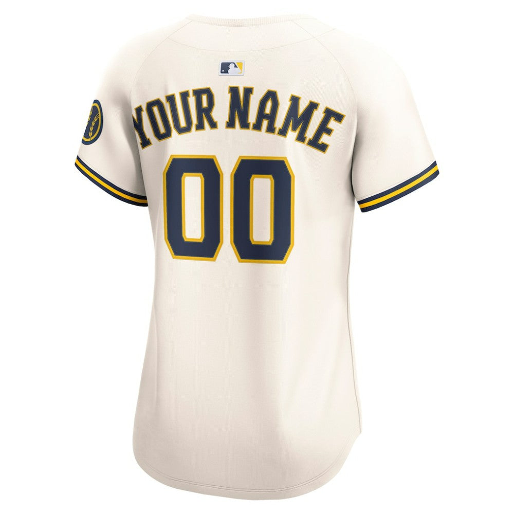 Milwaukee Brewers Women's Home Limited Custom Jersey Cream