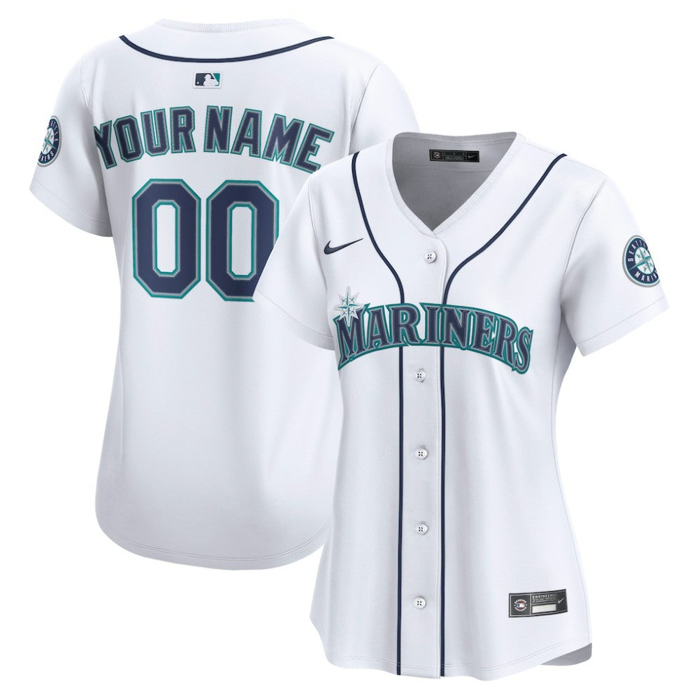 Seattle Mariners Women's Home Limited Custom Jersey White