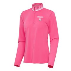 New York Yankees Antigua Women's Spring Training Palmetto Quarter-Zip Top Pink