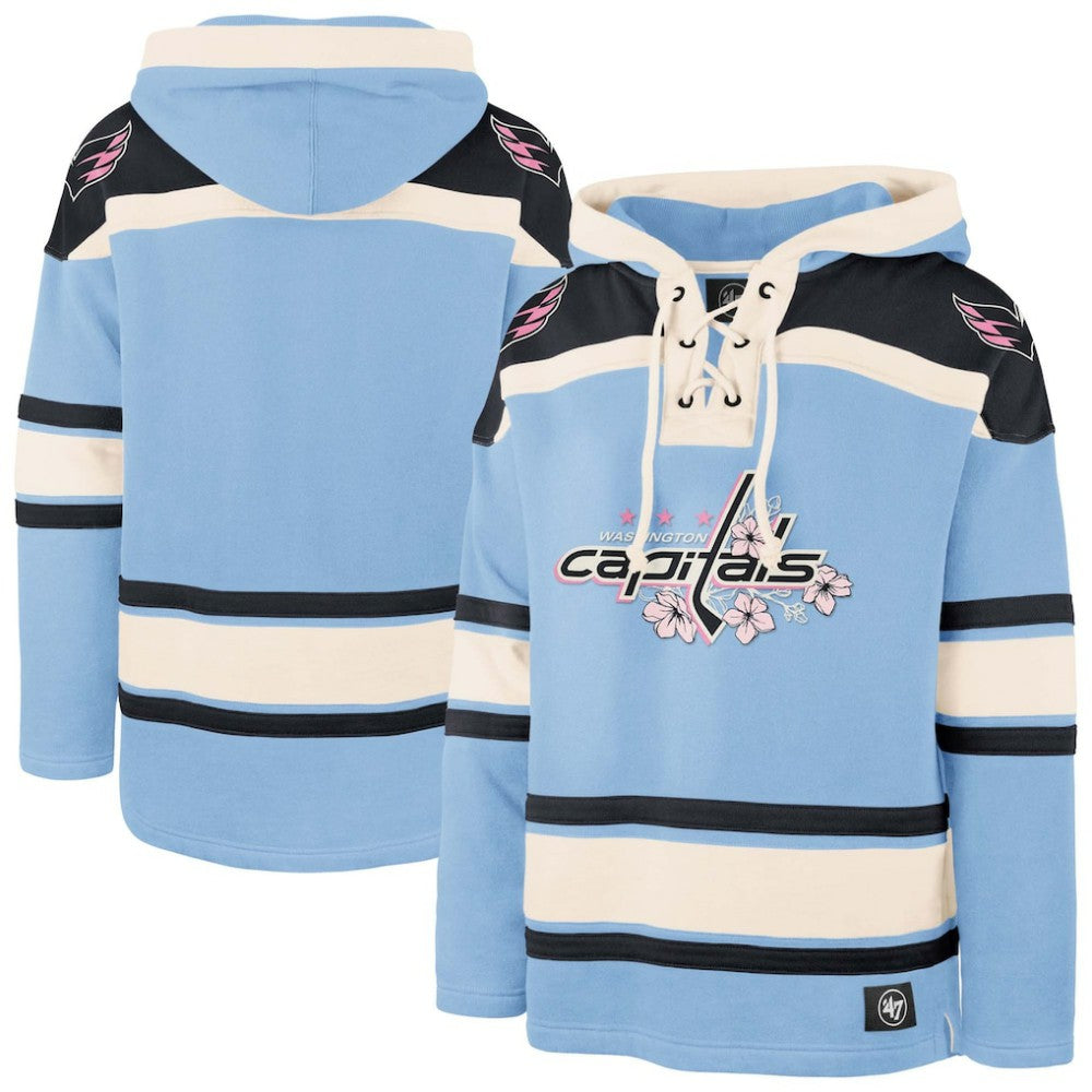 Washington Capitals '47 Cherry Blossom Lacer Pullover Hoodie - Light Blue Hoodies