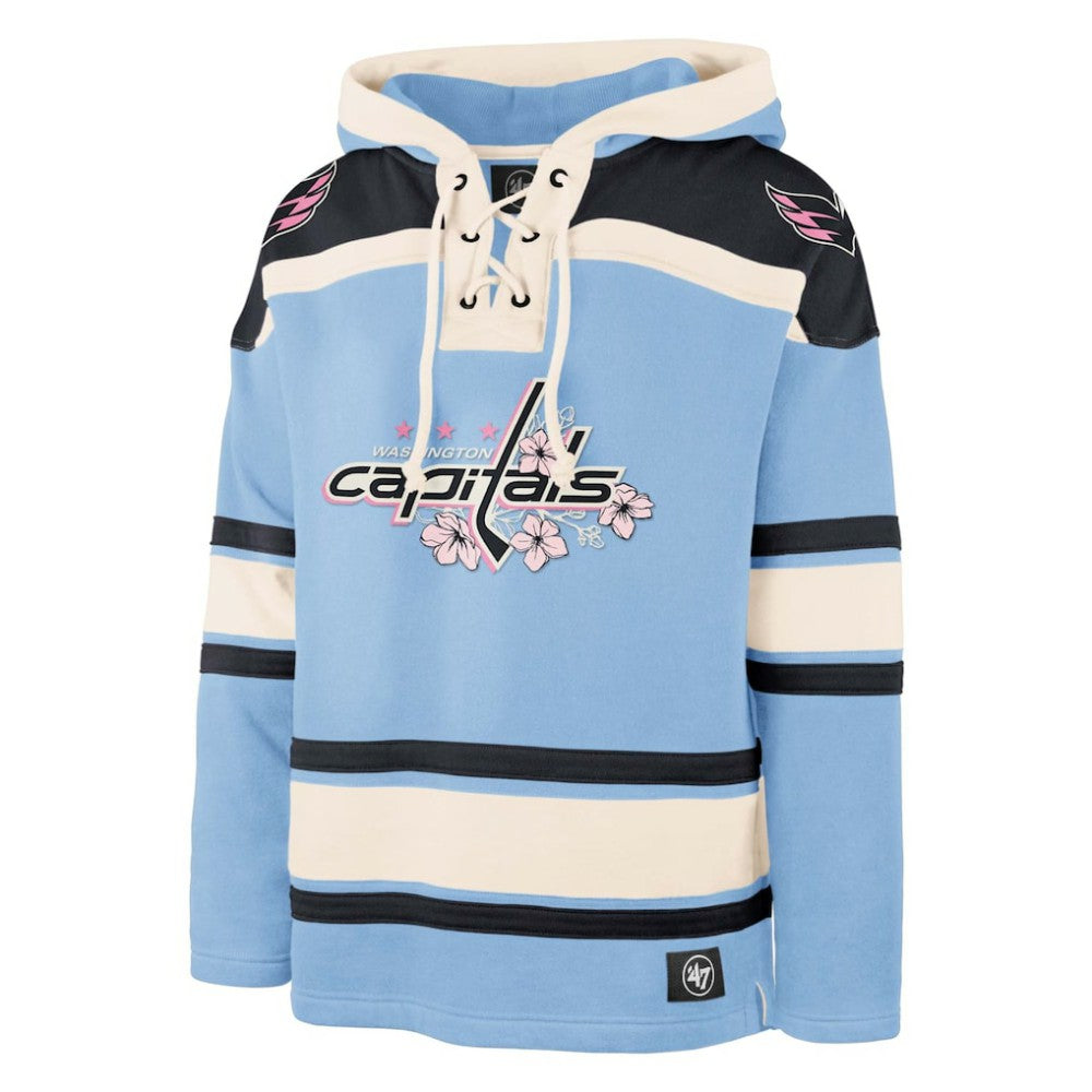 Washington Capitals '47 Cherry Blossom Lacer Pullover Hoodie - Light Blue Hoodies