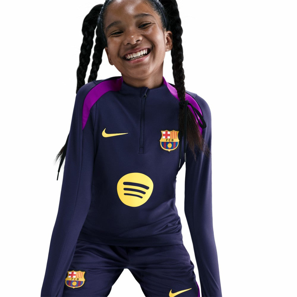 Barcelona Youth 2025/26 Strike Drill Quarter-Zip Dri-FIT Long Sleeve Top - Navy for sale