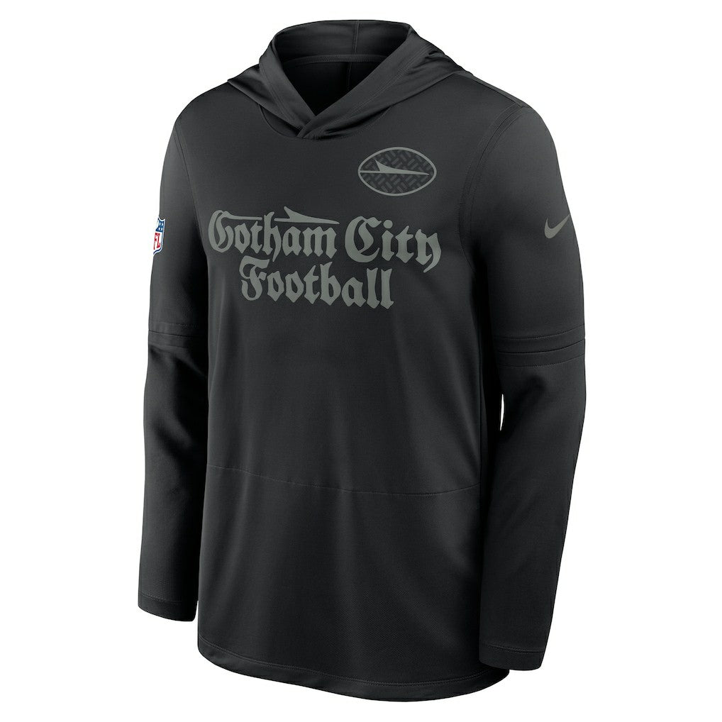 New York Jets 2025 Rivalries Collection Sideline Dri-FIT Long Sleeve Hoodie T-Shirt - Black for sale
