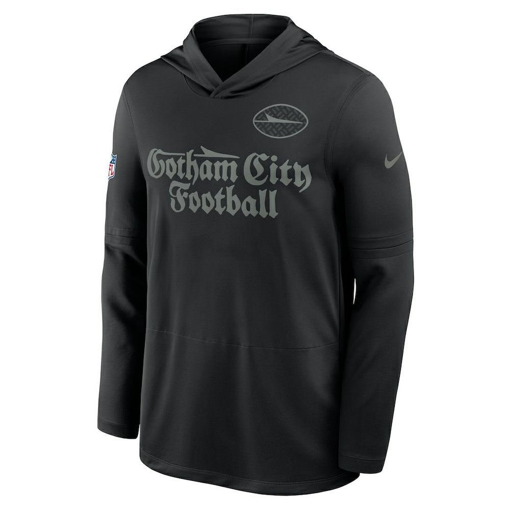 New York Jets 2025 Rivalries Collection Sideline Dri-FIT Long Sleeve Hoodie T-Shirt - Black for sale