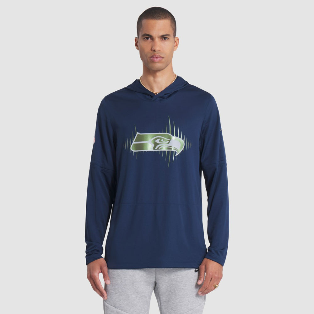 Seattle Seahawks 2025 Rivalries Collection Sideline Dri-FIT Long Sleeve Hoodie T-Shirt - College Navy on sale