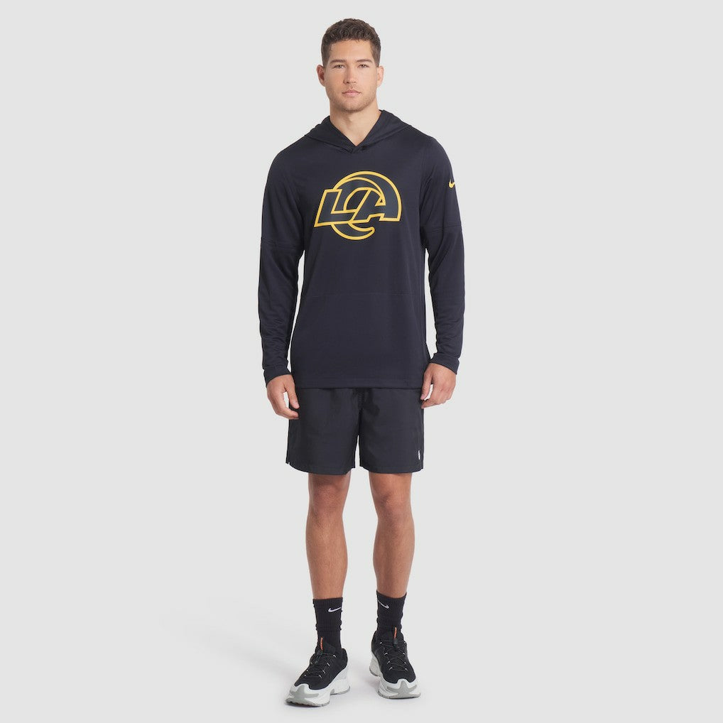 Los Angeles Rams 2025 Rivalries Collection Sideline Dri-FIT Long Sleeve Hoodie T-Shirt - Midnight Blue for sale