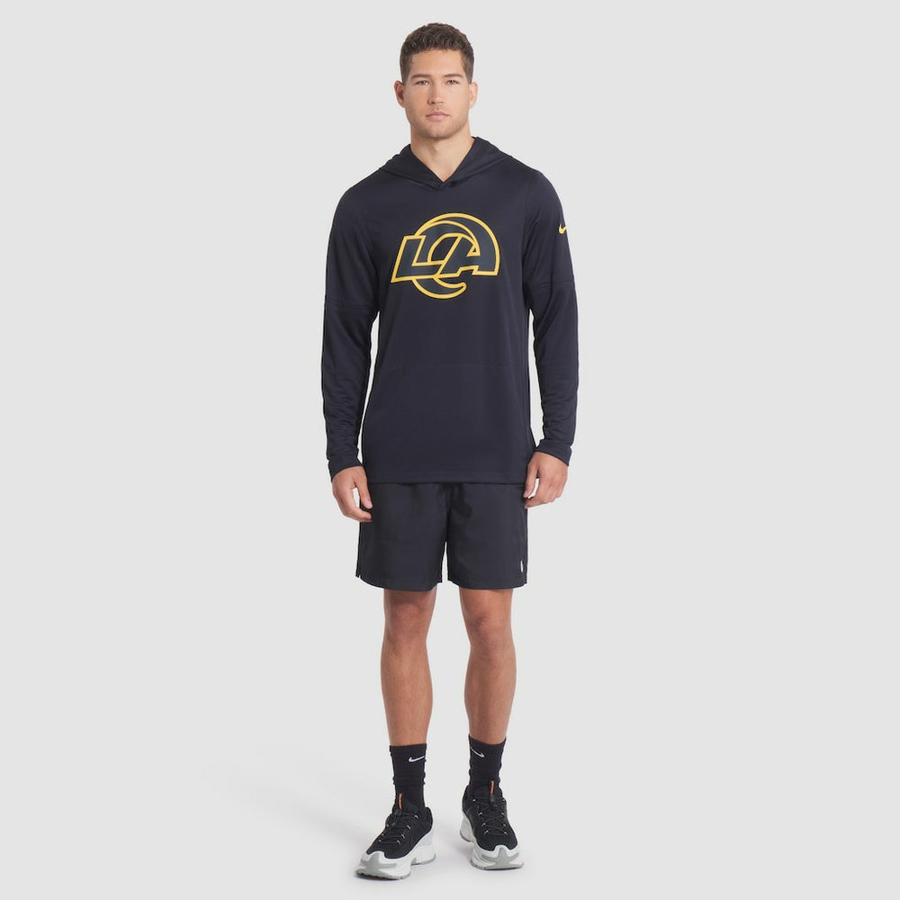 Los Angeles Rams 2025 Rivalries Collection Sideline Dri-FIT Long Sleeve Hoodie T-Shirt - Midnight Blue for sale