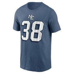 Rhamondre Stevenson New England Patriots 2025 Rivalries Collection Player Name & Number T-Shirt - Storm Blue for sale