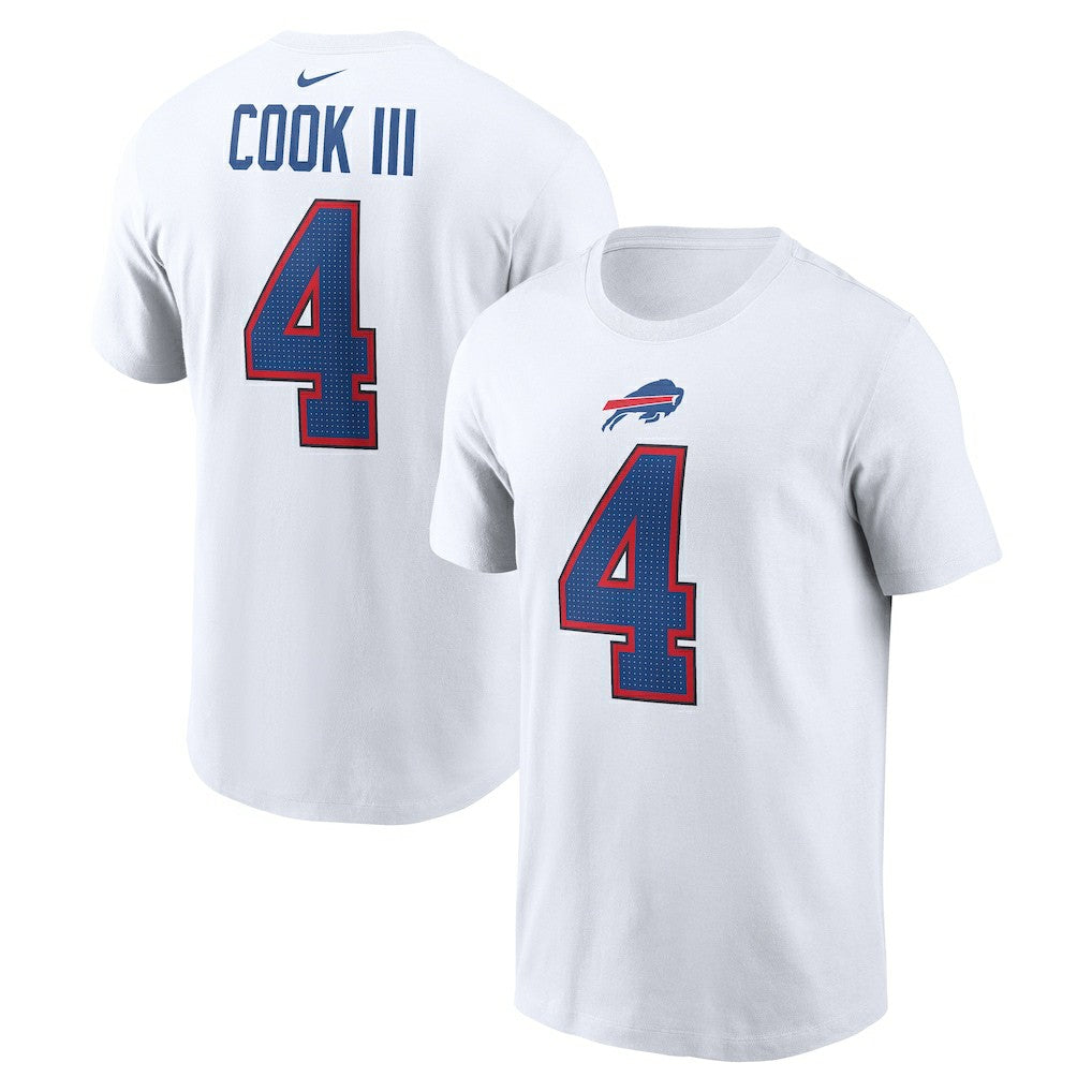 James Cook III Buffalo Bills Player Name & Number T-Shirt - White online
